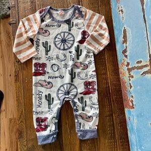 Baby Boys or Girls Howdy Western Kids One Piece Romper Sleeper 9-12 months